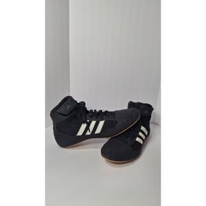 Adidas wrestling shoes, size 6.5, black, white, 04/22, youth, sports, HVC 2